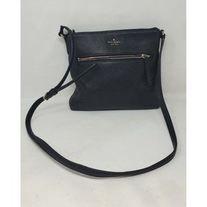 Kate Spade Jackson Top Zip Black Leather Crossbody Bag Minimalist Pebbled